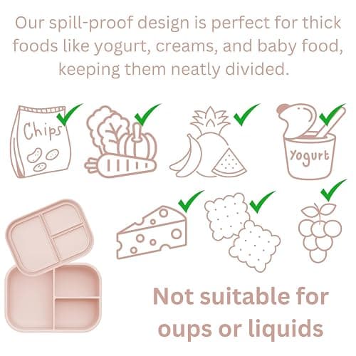 Ali+Oli Silicone Bento Box for Kids, Baby Lunch Box, BPA-Free, Spill-Proof | Daycare, Preschool, Food separation, Portion control, Snack storage, Travel-friendly, Easy cleaning, Toddlers thumbnail 4
