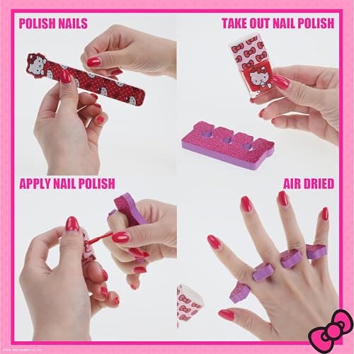 Hello Kitty Train Case Cosmetic Makeup Set Includes Lip Gloss, Eye Shimmer, Nail Polish, Hair Accessories & More! For Girls, Ages 6+ Perfect for Parties & Makeovers by Townley Girl thumbnail 5
