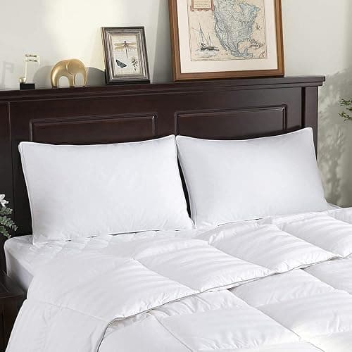 puredown® Goose Feather Down Pillows, Soft Gusseted Bed Pillows for Sleeping with 100% Cotton Shell, Set of 2, King Size thumbnail 2