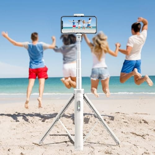 ATUMTEK 51" Selfie Stick Tripod, All in One Extendable Phone Tripod Stand with Bluetooth Remote 360° Rotation for iPhone and Android Phone Selfies, Video Recording, Vlogging, Live Streaming, White thumbnail 9