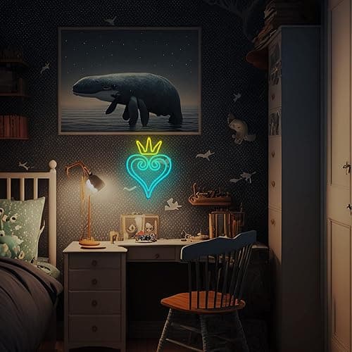 Manimo LED Kingdom and Hearts Neon Signs for Wall Decor, Anime Neon Sign, Neon Game Room Setup, USB Powered for Man Cave Game Home Party Bedroom Room Teenager Gamer Birthday Gifts(9.8 * 13in) thumbnail 2