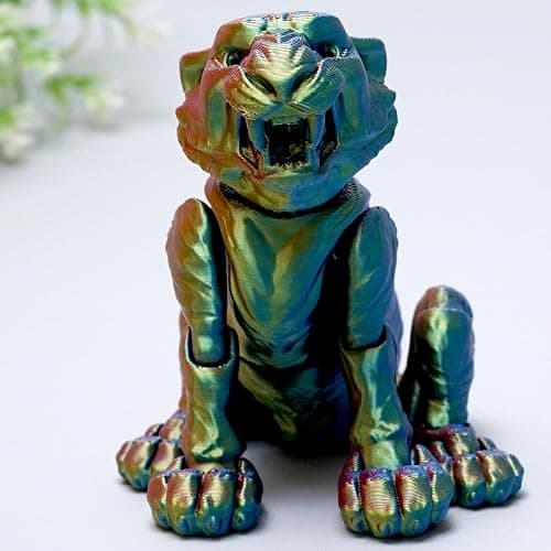 3D Printed Tiger Model,Flexible Realistic Articulated Animal Fidget Toys,Mystery Figurines Gifts for Easter,Executive Desk Funny Décor and Festival Collectible,Easter Basket Stuffers (RYB) thumbnail 7