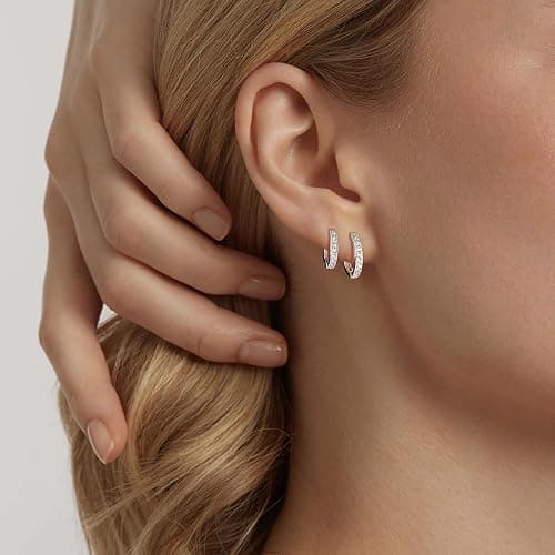 micuco 3 Pairs Small Hoop Earrings Tiny Cartilage Earrings for Women Cubic Zirconia Earrings Huggie Hoop Ear Piercing Earrings for Men 8mm 10mm 12mm thumbnail 3