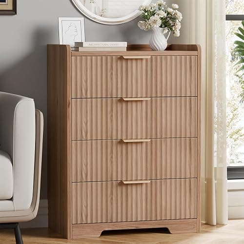 Furnulem 4-Drawer Dresser for Bedroom - Fluted Wood Chest of Drawers Closet Storage Cabinet Organizer for Bedroom, Living Room, Hallway & Office thumbnail 8