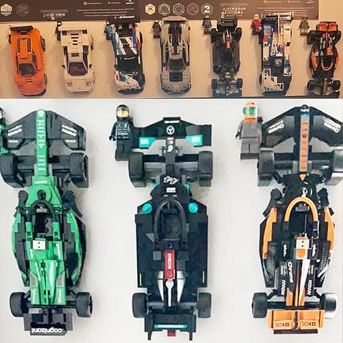 TEYOUYI 12PCS Wall Mount for Any Lego Speed Champions Sets Wall Bracket for Lego Speed of Champions with a Base for The Pilot,Wall Mount for Brick Cars and Figure Black thumbnail 6