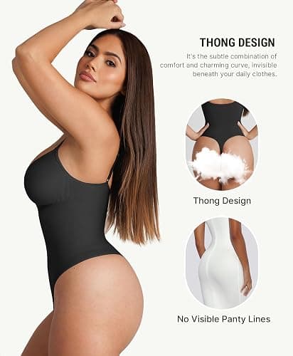 FeelinGirl Shapewear Bodysuit for Women Tummy Control Body Shaper Going Out | Shapewear Tummy Control, Smooth, Soft and Stretchable, Natural Curves, Comfort, Adjustable Shoulder Straps, Daily Wear, Party thumbnail 2