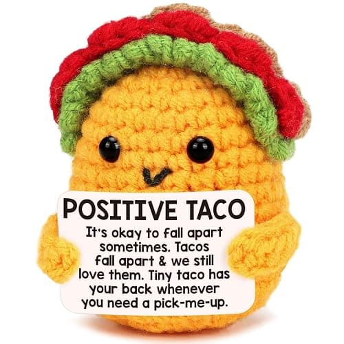 Mini Emotional Taco Support Christmas Birthday Gifts for Women Men Wife Stocking Stuffers Friend Sister Mom Dad Husband Coworker Teen Boys Girls Inspirational Self Care Decor Positive Crochet Animals - Image 1