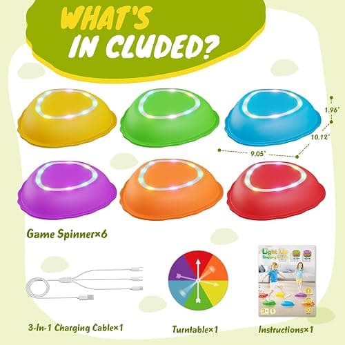 Scvcid Rechargeable Stepping Stones for Kids, 6pcs Music and Light Up Anti-Slip Balance Sensory Toys for Toddler, Kids Indoor and Outdoor Play Equipment, Birthday Gifts Toys for 3 4 5+ Year Old Kids thumbnail 5