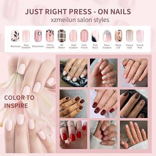 XZMeiLun 3D Handmade Spring & Summer Heart Pearl Press On Nails Almond Medium 24 Pcs, Flower Designer Reusable Acrylic Fake Nails with Glue, Wedding and Party, Daily wear Nails fro Women Gift thumbnail 7
