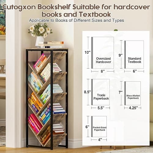 Cutogxon Tree Bookshelf - 9 Tier Floor Standing Tree Bookshelf for Hardcover Books, Small Bookshelf for Small Spaces Bookshelves Wooden Book Storage Organizer Shelves for Bedroom Living Room thumbnail 3