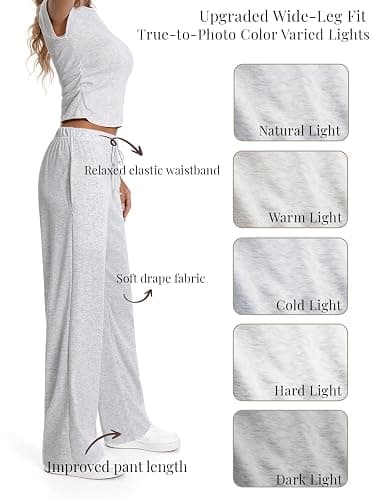 LanGui 2 Piece Sets for Women Summer 2026 Lounge Set Side Ruched Top and Wide Leg Pants for Airport Travel Vacation Outfit thumbnail 5