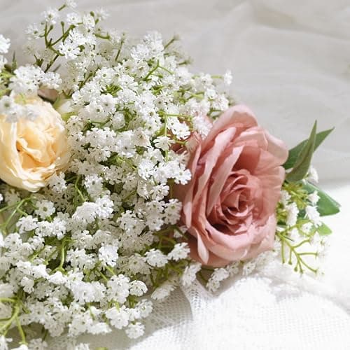 6Pcs Babys Breath Artificial Flowers, 21'' White Gypsophila Fake Flowers | Realistic Baby Breath Flowers Artificial Bulk for Wedding Centerpieces Bouquet Floral Arrangement Baby Shower Vase Filler thumbnail 2
