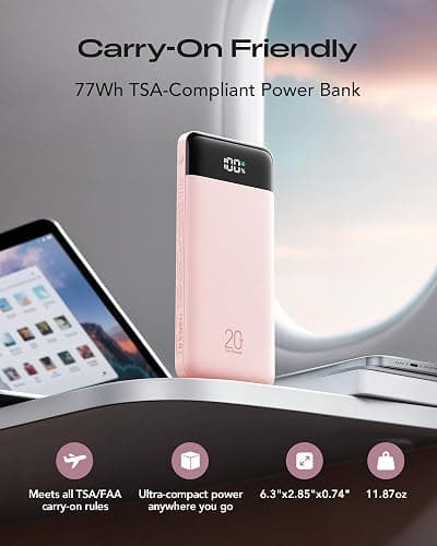 Orfeika 20000mAh Power Bank, Portable Charger with 4 Built-in Cables | 20W PD USB C Fast Charging,6 Outputs,LED Display,Flight-Safe,Travel Essentials Battery Pack for iPhone, Galaxy, iPad & More thumbnail 6