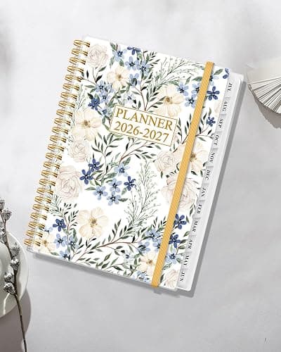 Academic Planner 2026-2027 - Weekly & Monthly Planner from July 2026 to June 2027, Agenda 2026 2027 with Inner Pocket, Elastic Band, 6.4" x 8.5", Crushed Flower thumbnail 2