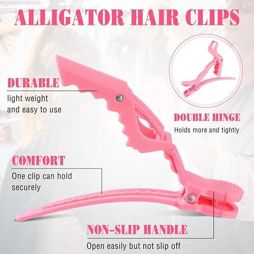 Havawish 12 Pcs Alligator Clips for Hair Styling Matte Alligator Crocodile Clips for Women Hair Sectioning(Pink) thumbnail 3