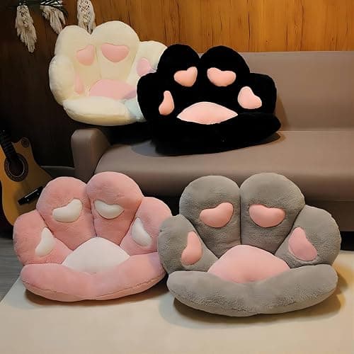 Ditucu Cat Paw Cushion Kawaii Chair Cushions 27.5 x 23.6 inch Cute Stuff Heart-Shaped Seat Pad Comfy Lazy Sofa Office Floor Pillow for Gaming Chairs Room Decor Black thumbnail 7