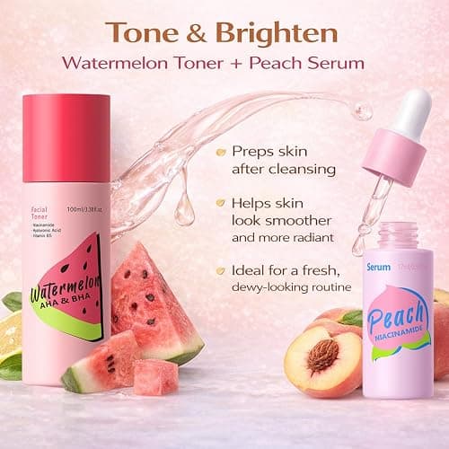 Fruit Skincare Gift Set for Women & Teenage Girls - 9PCS Face Care Set with Cleanser, Toner, Serum, Moisturiser, Eye & Face Masks, Spa Headband, Hydrating Pamper Skincare Set Gift thumbnail 3
