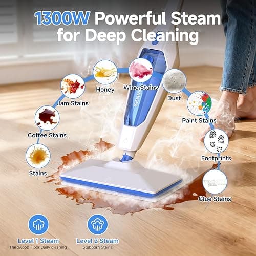 SENMO Steam Mop, 14-in-1 Detachable Steam Cleaner for Home and Floor, 1300W 228°F Deep Cleaning MultiPurpose Floor Steamer with 14 Attachments for Hardwood Floors, Tile, Grout, Furniture, Carpet, Wall thumbnail 3