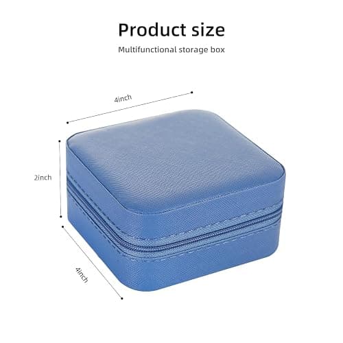 KElofoN Travel Jewelry Case with Mirror - Small Organizer Box for Girls & Women (Deep Blue) - Deep blue thumbnail 2