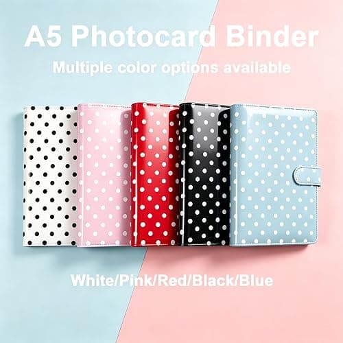 WELLRI A5 Kpop Photocard Binder with 30 Pack 4-Pocket Card Pages 6 Ring Photocard Holder Book PU Leather Cover Collector for 2x3’’ Album Cards Trading Card (Black) thumbnail 6
