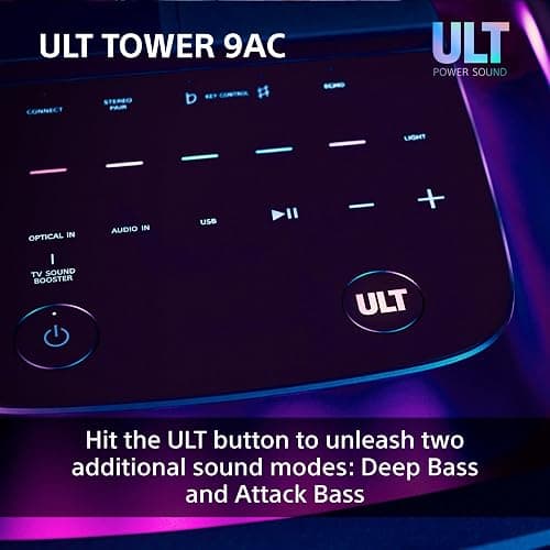 Sony ULT TOWER 9AC - Ultimate Bluetooth Party Speaker, Mains Powered, 2 x ULT POWER SOUND modes, X-Balanced Speaker, 360 Lighting & Sound, Karaoke Inputs - Black thumbnail 4