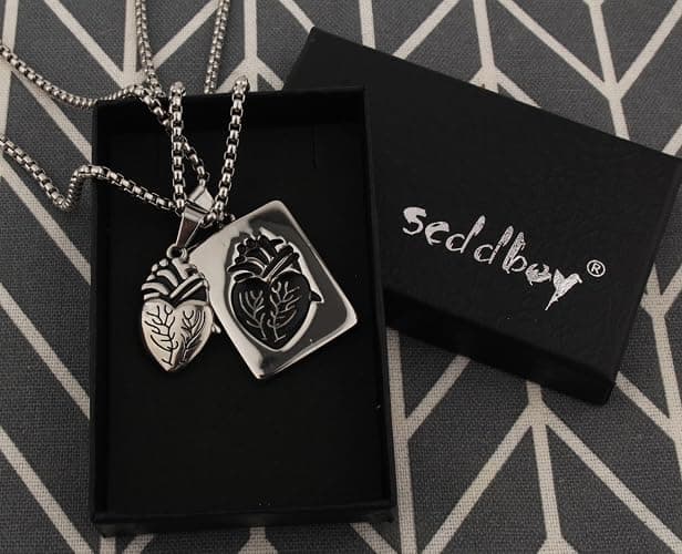 Scddboy Anatomical Heart Necklace for Men,Heart Shape Hip Hop Couple Pendant Necklace or Women Men thumbnail 8