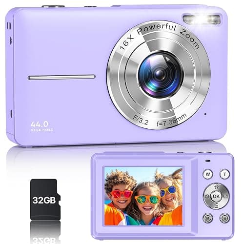 Digital Camera, Latest FHD 1080P Digital Camera for Teens with SD Card Anti Shake Point and Shoot Cameras Portable 16X Zoom Compact Small Cameras for Kids Boys Girls Seniors with Wrist Strap - Image 1