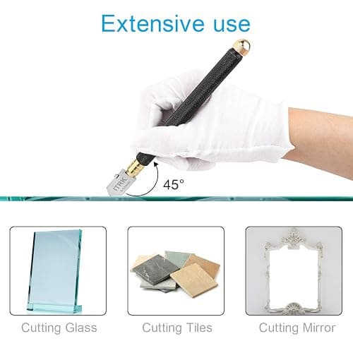 Glass Cutter 2mm-20mm, Upgrade Glass Cutter Tool, Pencil Style Oil Feed Carbide Tip for Glass Cutting/Tiles/Mirror/Mosaic. thumbnail 6
