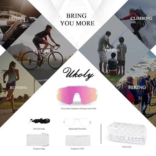 Ukoly Baseball Sunglasses For Men Women,Sports Sunglasses For Baseball Running Cycling UV400 protection TR90 Frame 615 thumbnail 7