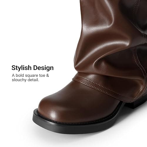 DREAM PAIRS Fold-over Knee High Fashion Boots for Women | Adjustable Buckle,Low Chunky Heel,Comfort Slouchy Boots,Festival Party Going Out Looks,Long Tall Fashion Casual Boots thumbnail 8