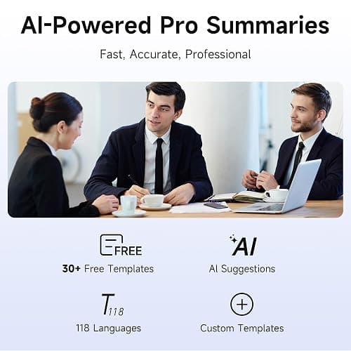 Mugukue AI Voice Recorder, 64GB Audio Note Recorder – 73H Battery, USB-C Fast Charge, Magnetic Clip, 118-Language Transcription, AI Noise Cancellation, App Control, for Lectures, Meetings, Calls- Gray thumbnail 4