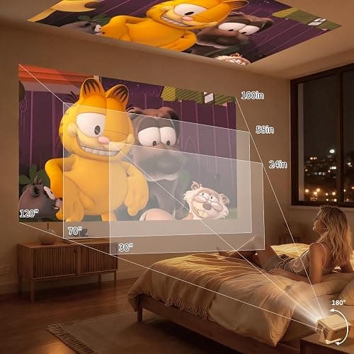 Yoton Mini Projecteur, Videoprojecteur 1080P Full HD Supportée, 200 ANSI, Zoom 50%, 2025 Upgraded Retroprojecteur Portable Compatible avec HDMI USB iOS Android Firestick PS5 | Format compact et léger, Rotation 180°, Zoom 50%, Haut-parleur intégré, Utilisation familiale, Connexion polyvalente thumbnail 3
