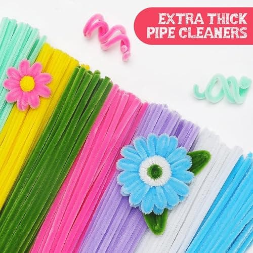 IOOLEEM Pipe Cleaners, 480pcs Multi-Colored, Flower Making Kit, Arts and Craft Supplies, Ideas for Art Project Activity. thumbnail 4