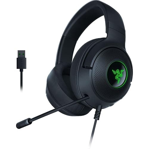 Razer Kraken V3 X Wired USB Gaming Headset: Lightweight Build - Triforce 40mm Drivers - HyperClear Cardioid Mic - 7.1 Surround Sound - Chroma RGB Lighting - Black - Image 1