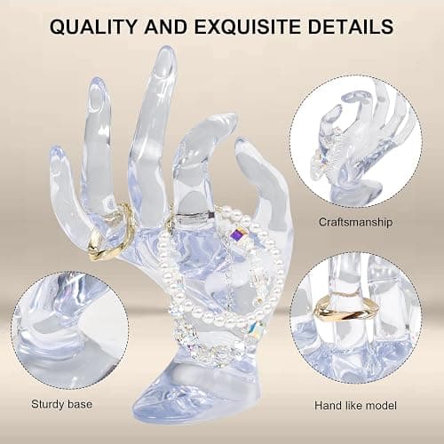 DI QIU REN Hand Form Ring Holder Jewelry Display Holder, Clear Room Decor Aesthetic Bracelet Ring Watch Stand Support Holder Preppy Jewelry Holder for Y2k Room Decor thumbnail 3