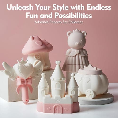 MarcZero Princess Silicone Bath Toys 8Pcs for Toddlers Kids Babies,Bathtub Water Toys,Soft Squeezable Easy-Grip Pool Toys Set (Pink) thumbnail 4