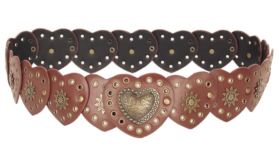 Western-Wide-Disc-Belt for Womens-Oval-Belt - Vintage Hollow-Rivet Cowgirl-Boho-PU-Leather-Belt for Dress Jeans thumbnail 3