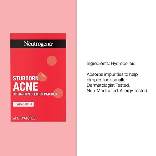 Neutrogena Stubborn Acne Ultra-Thin Blemish Patches, Acne Pimple Patches, Ultra-Thin Hydrocolloid Facial Stickers, Suitable for all Skin-Types, 24 Patches thumbnail 8