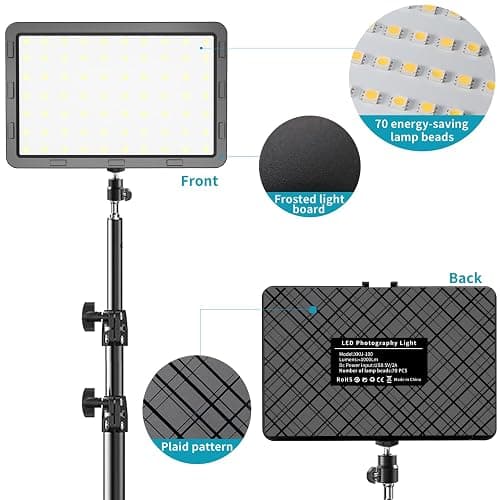 LED Video Light Kit 2Pcs, Hagibis Studio Lights 18 Color Filters for Photography Lighting with Adjustable Tripod Stand Streaming Lights for Photo Camera Recording Computer Zoom Stream TikTok YouTube thumbnail 5