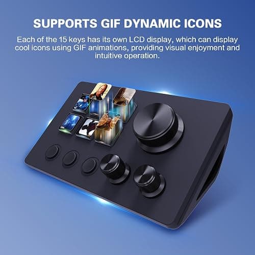 ActionRing Streaming Macro Keypad, Stream Controller Deck, Gaming Shortcut Keyboard, with Customizable 6 LCD Shortcut Keys, 3 Buttons and 3 Knobs, Trigger Actions in OBS/Twitch/YouTube, Windows 10/Mac14.0 (N3 Black) thumbnail 4