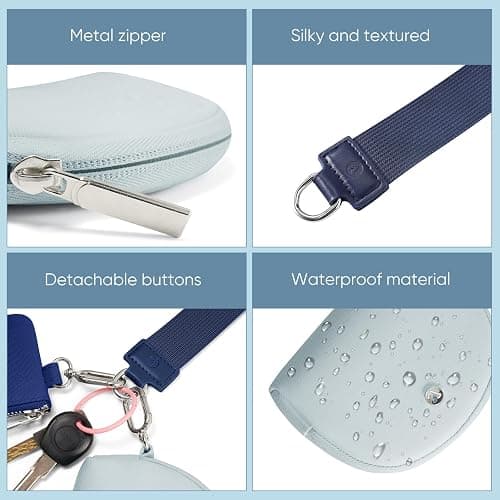 KeyChain Wallet Wristlet Wallets For Women Mini Zip Dual Pouch Wristlet thumbnail 4
