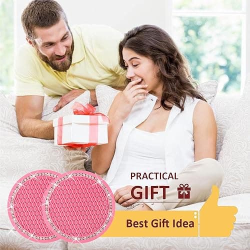 2PCS Bling Car Cup Coaster, 2.75 Inch Auto Cup Holder Insert Coasters Silicone Anti-Slip Crystal Rhinestone Drink Mat, Universal Vehicle Interior Accessories for Women Girls (Pink) thumbnail 7