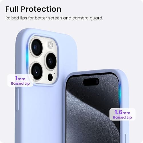 ORNARTO Compatible with iPhone 15 Pro Case 6.1", Liquid Silicone 3 Layers Full Covered Soft Gel Rubber Cover, Shockproof Protective Slim Phone Case with Anti-Scratch Microfiber Lining-Baby Blue thumbnail 4