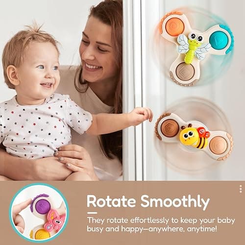 ALASOU 3PCS Pop Suction Cup Spinner Toys for 1 Year Old Boy Girl|Novelty Spinning Tops Toddler Stocking Stuffers|Baby Bath Toy for Kids Ages 1-3|1 Year Old Boy Christmas Birthday Gift for Infant thumbnail 7