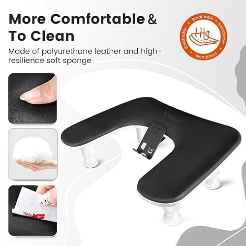 JODSONE U-Shaped Black Arm Rest for Nails Tech with Rotating 360°Built-In Phone Holder and Adjustable Nail Arm Rest Detachable Manicure Hand Rest for Salon Design thumbnail 7