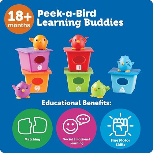 Learning Resources Peek-a-Bird Learning Buddies - 15 Pieces, Age 18 Months+ Toddler Activities, Preschool Toys, Educational Color Teaching thumbnail 5