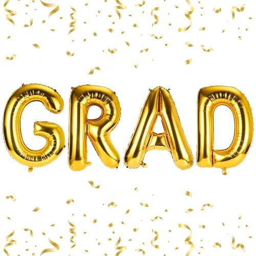 PEUTIER Grad Balloons Set, 40in Foil Graduation Balloons Large Congrats Graduation Party Balloons Congratulations Letter Grad Decorations for Graduation Celebration Party Supplies(Gold), M - Image 1