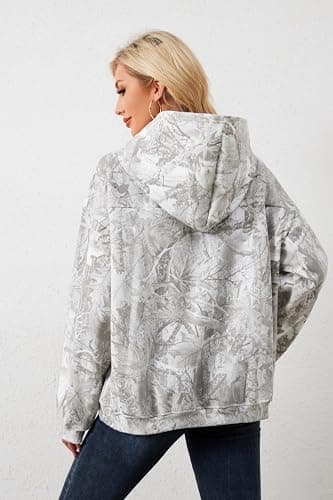 Anoumcy Camo Hoodie Womens Maple Leaf Fleece Hooded Sweatshirt Oversized Camouflage Hoodies For Women Trendy thumbnail 3