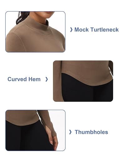THE GYM PEOPLE Fleece Mock Turtleneck Pullover Base Layer Shirts Long Sleeve Workout Tops with Thumb Hole thumbnail 6