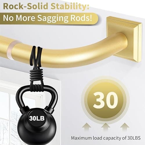 Gold Curtain Rods for Windows 48-90Inch(4-7.5ft) Heavy Duty Wrap Around Blackout Curtain Rods,Adjustable Room Darkening Drapery Rod for Bedroom, Living Room, Sliding Door & Outdoor Patio thumbnail 5